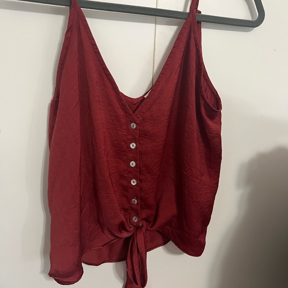 Showpo: Compared to You Top In Wine Satin, Size 6 (M). - Picture 3 of 5